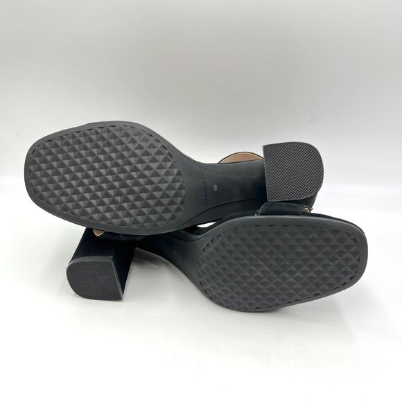 Aerosoles Womens Size 10 Landon Black Suede Leather Block Heels Sandals Shoes - Picture 9 of 13